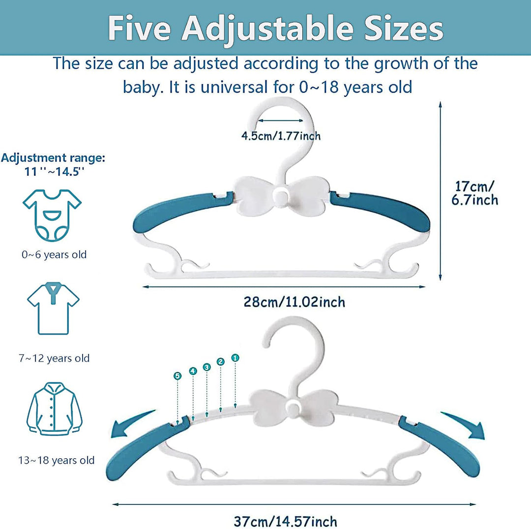 WJWSKI Baby Kleiderbügel Kinder, 20 Stapelbare Hangers mit Hosenständer, Platzsparend Mitwachsende K