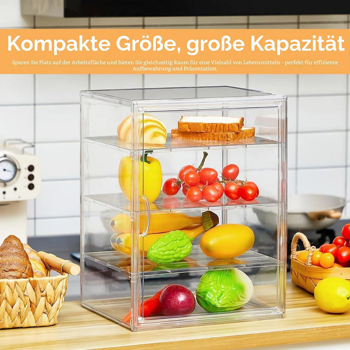 Brotkasten, 4 Schichten Einstellbar Brotaufbewahrungsbox Acrylbox mit Magnettür Grosse Kapazität Bro