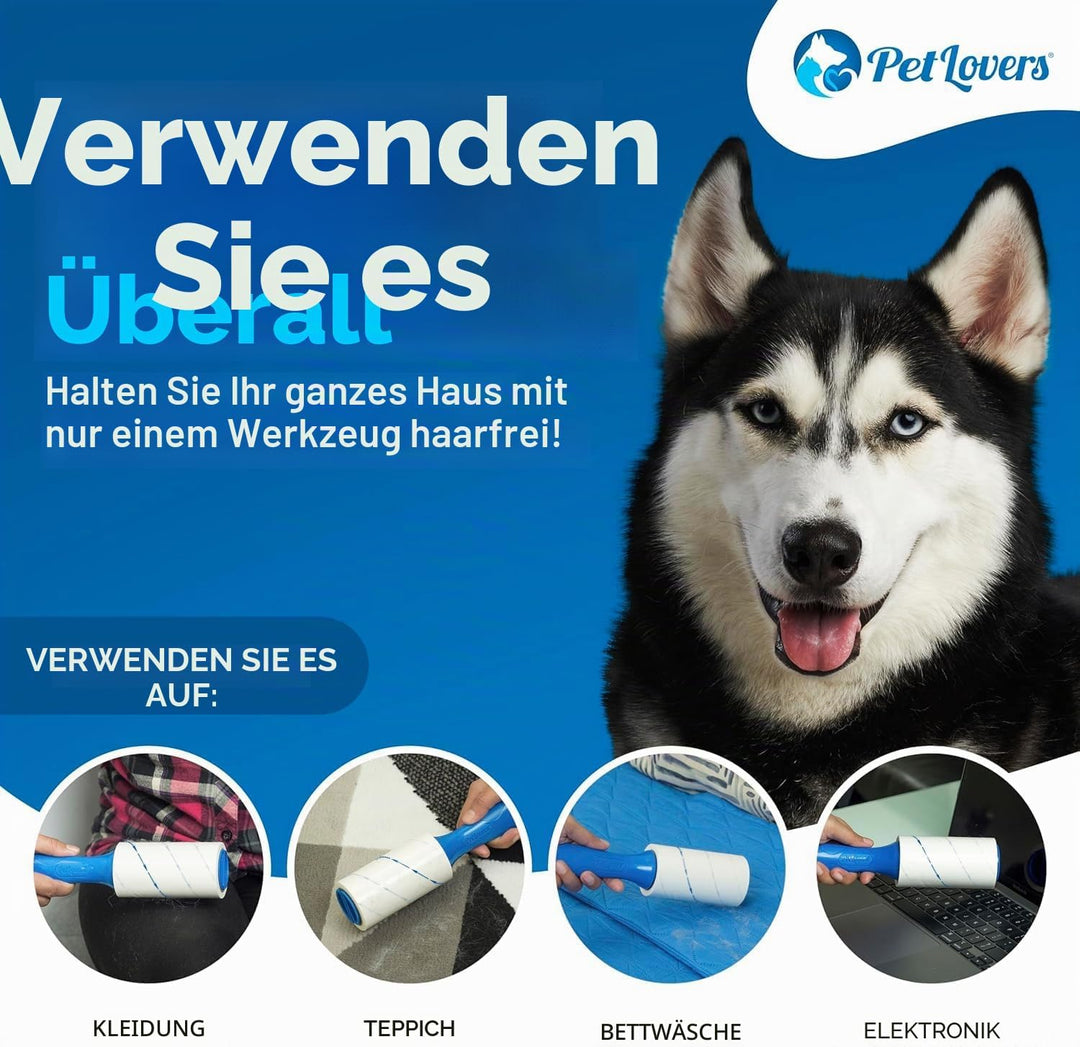 PetLovers Extra klebrige Fusselrolle Mega Value Set 450 Blatt für die Tierhaarentfernung, Hunde- und