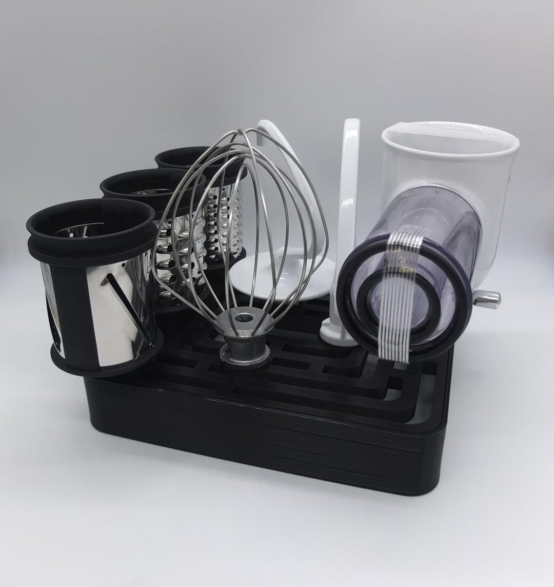 Halter Aufsteller für KitchenAid Standardaufsätze und Raspel Aufsätze Art Deco Stil (Black), Schwarz