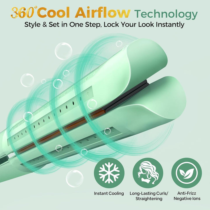 SUNMAY Glätteisen Locken und Glätten 2 in 1, Air Glätteisen mit 360°Kühlungsluft zur schnelleren Fix