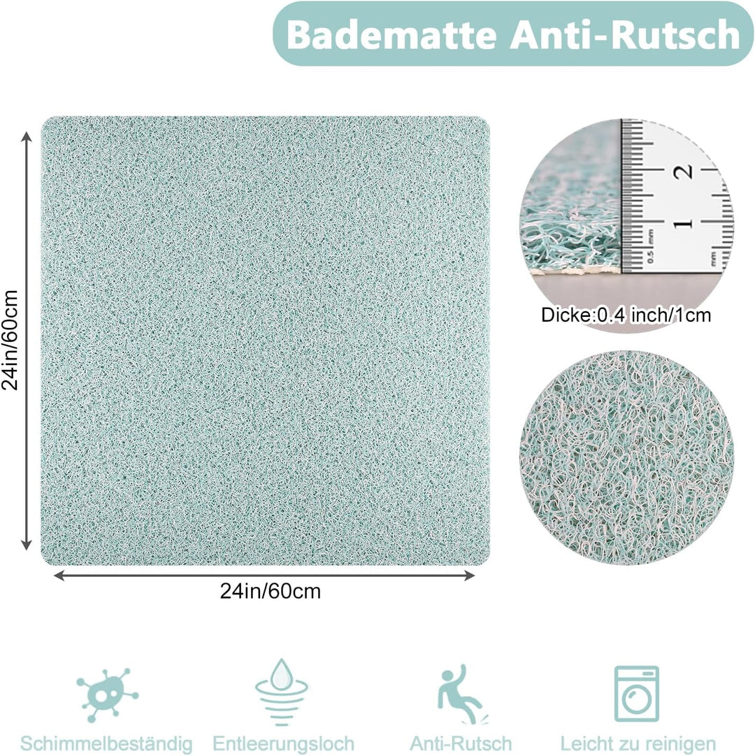 Duschmatte rutschfest, 60 x 60 cm Weich Komfort Sicherheits Badewannenmatte, Antibakterielle Bademat