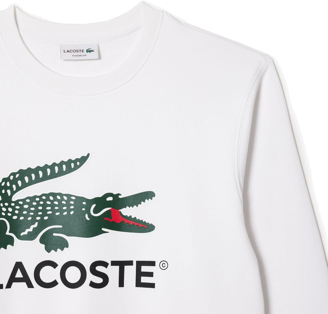 Lacoste Herren Sweatshirt SH1281, Männer Pullover,sportlicher Sweater,Logo L White (001), L White (0