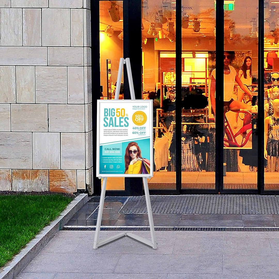 Mobile Staffelei aus Aluminium in Silber | Easel für Rahmen bis 120 cm höhe | Künstler Staffelei bis