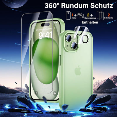 UniqueMe für iPhone 15 Hülle, 5-in-1-Set Handyhülle für iPhone 15 Case Rundumschutz Schutzhülle Cove