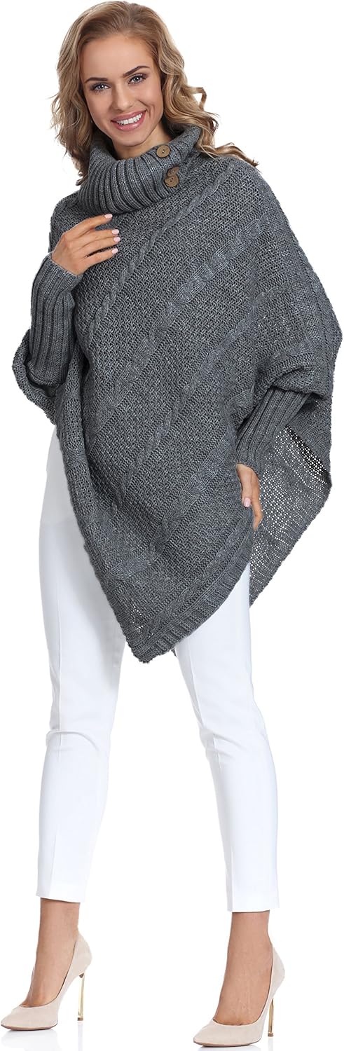 Merry Style Damen Poncho C46l4 Einheitsgrösse Graphite, Einheitsgröße Graphite