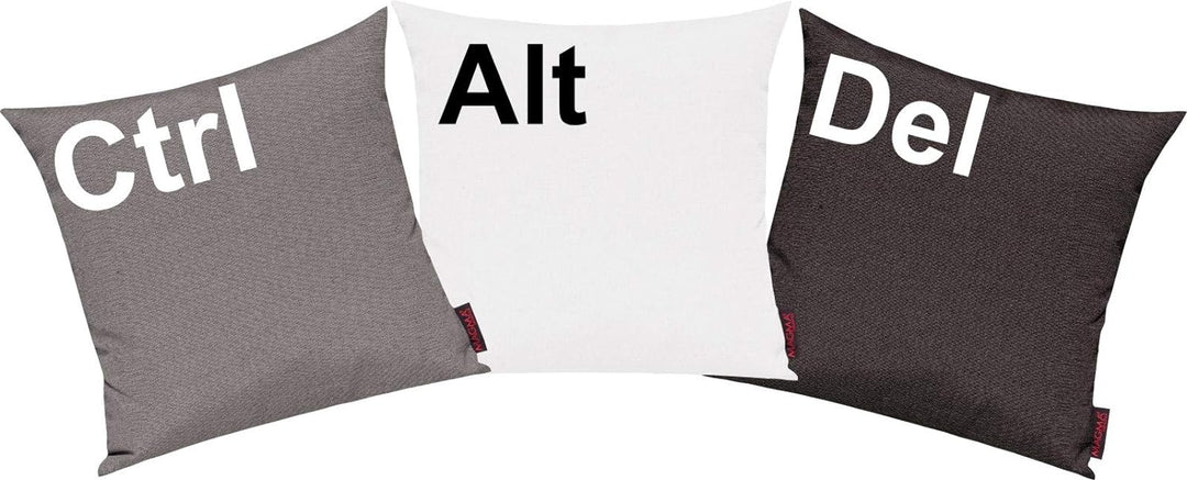 ShirtInStyle Kissenhüllen Set 3 Stück, Sofakissen. Kissenbezug, Motiv Ctrl, Alt, Del, Farbe Grau, Gr