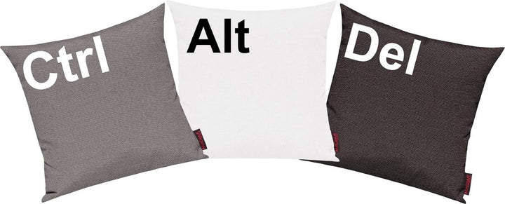 ShirtInStyle Kissenhüllen Set 3 Stück, Sofakissen. Kissenbezug, Motiv Ctrl, Alt, Del, Farbe Grau, Gr