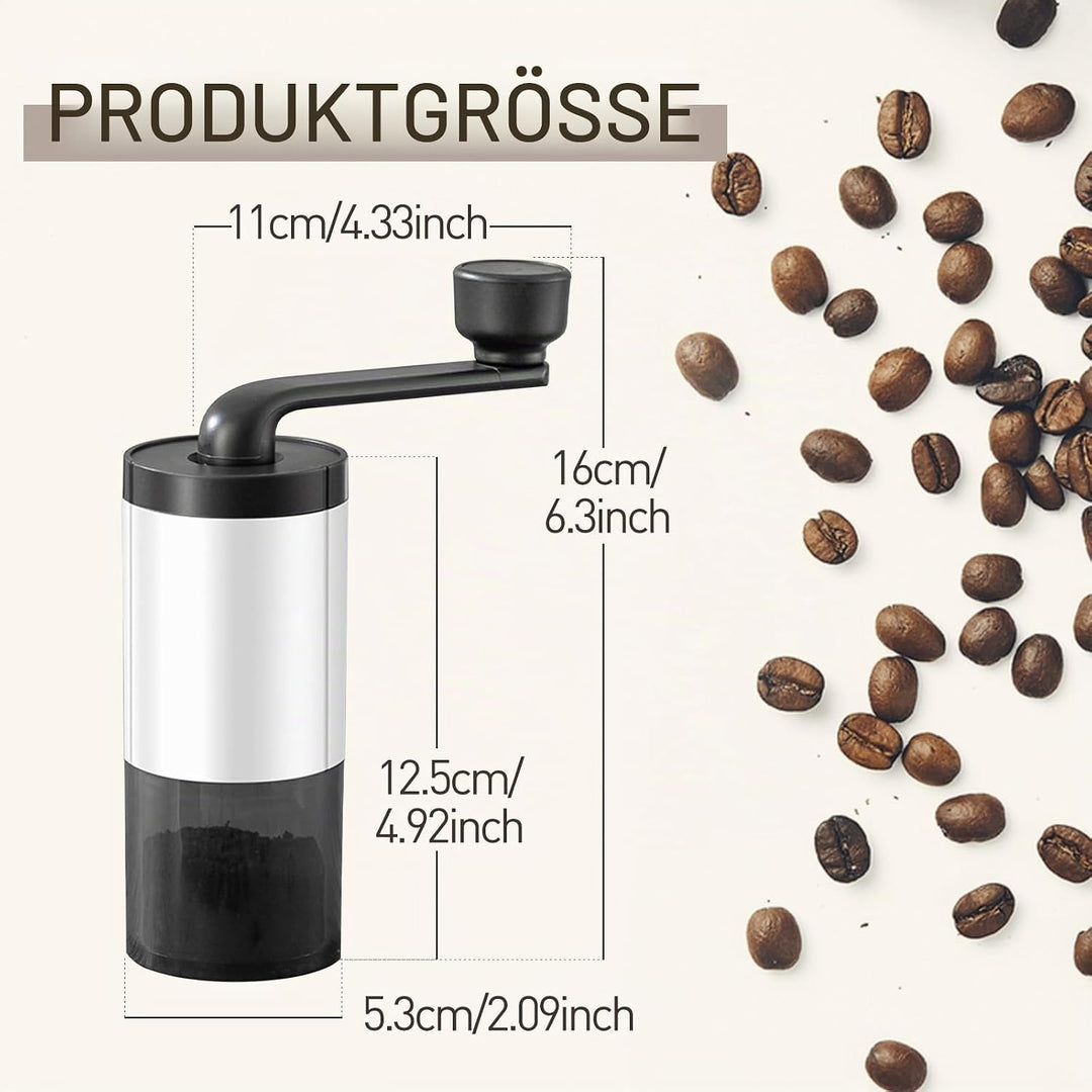 Kaffeemühle manuell mit Keramikmahlwerk,Tragbare Manuelle Handkaffeemühle mit 30g Kapazität, Konisch