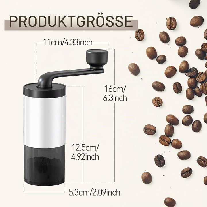 Kaffeemühle manuell mit Keramikmahlwerk,Tragbare Manuelle Handkaffeemühle mit 30g Kapazität, Konisch