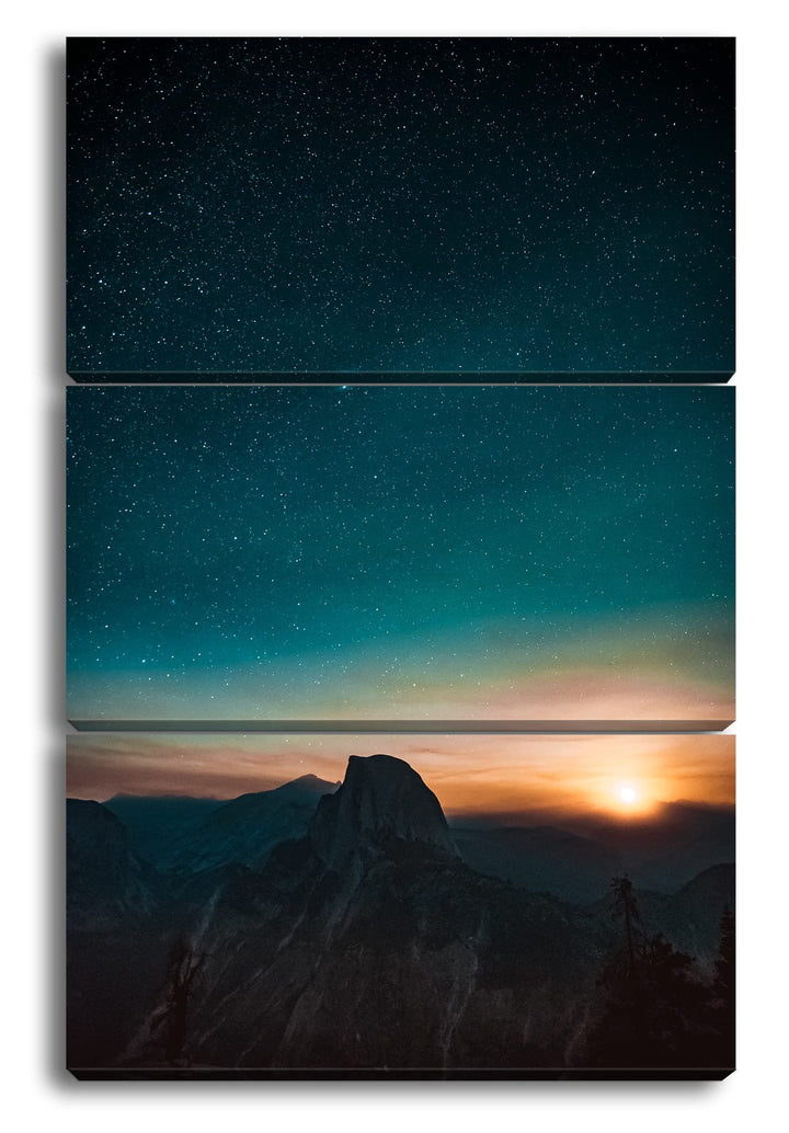deyoli atemberaubender Sternenhimmel bei Sonnenaufgang Format: 3Teilig als Leinwandbild, Motiv ferti