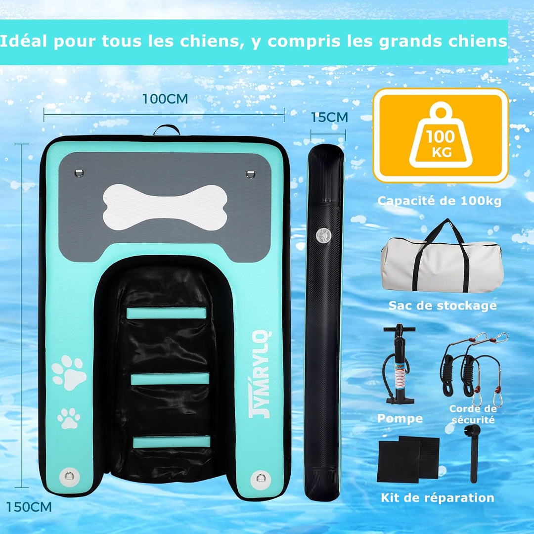 Hunde Wasserrampe Aufblasbare Hunderampe Pool 150x100cm Hundeboot Schwimminsel für Hunde Katzen bis