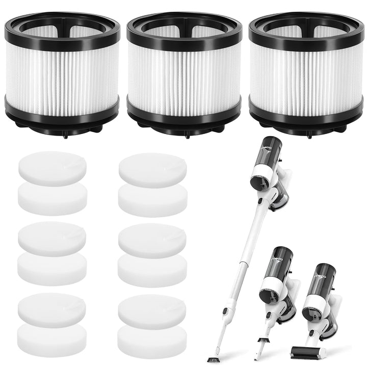 3 Stück Ersatzfilter für Levoit LVAC 200 Akku Staubsauger, Hochleistungsfilterung, mit 6 Vormotorefi