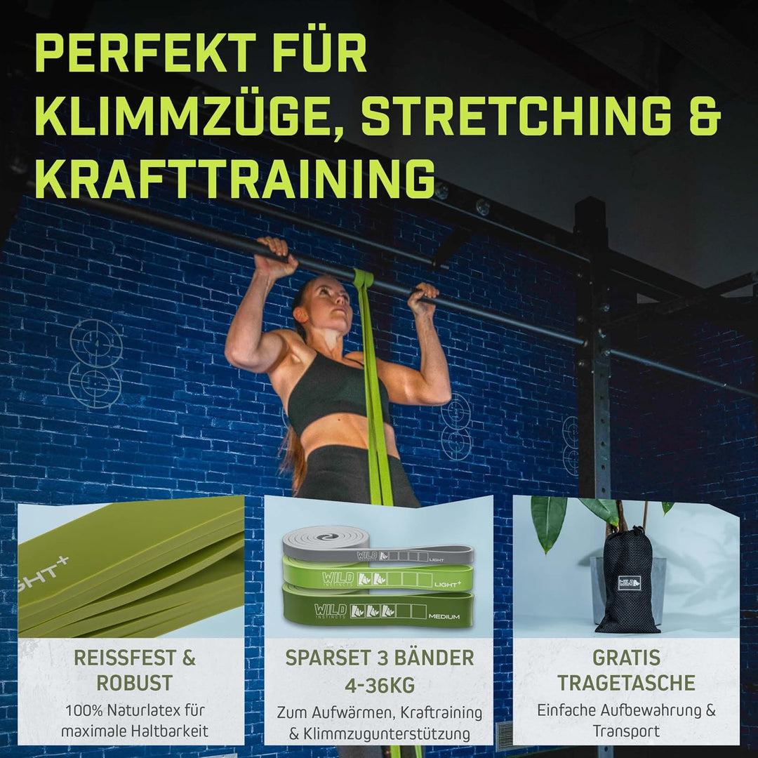 Wild Instincts Premium Widerstandsbänder Krafttraining/Pull Up Band für Klimmzüge, Fitnessbänder Set