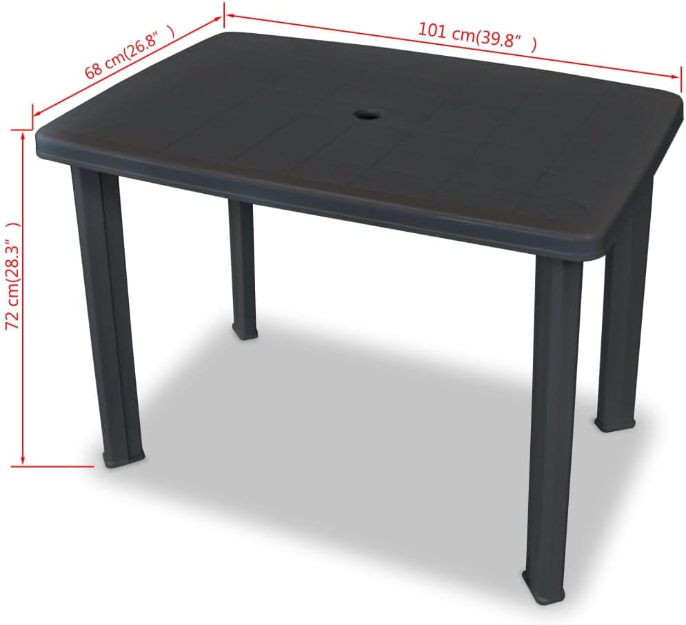 vidaXL Gartentisch Kunststoff Balkontisch Esstisch Campingtisch Terrasse Tisch 101 x 68 x 72 cm Anth