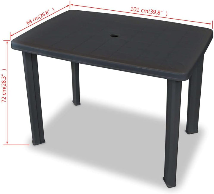 vidaXL Gartentisch Kunststoff Balkontisch Esstisch Campingtisch Terrasse Tisch 101 x 68 x 72 cm Anth