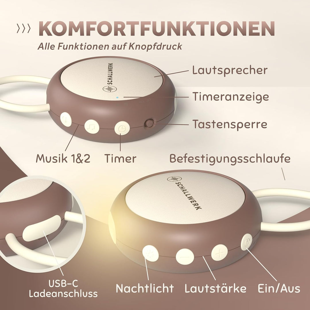 Schallwerk® White Noise Machine Baby – Einschlafhilfe für Babys & Erwachsene mit weissem Rauschen, N