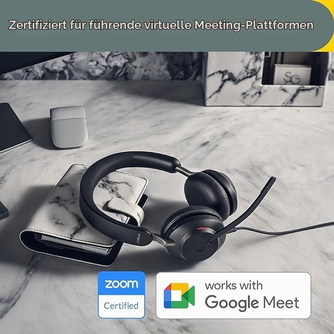 Jabra Evolve2 40 SE - Kabelgebundenes Stereo-Headset mit Geräuschunterdrückung und 3-Mikrofon-Techno