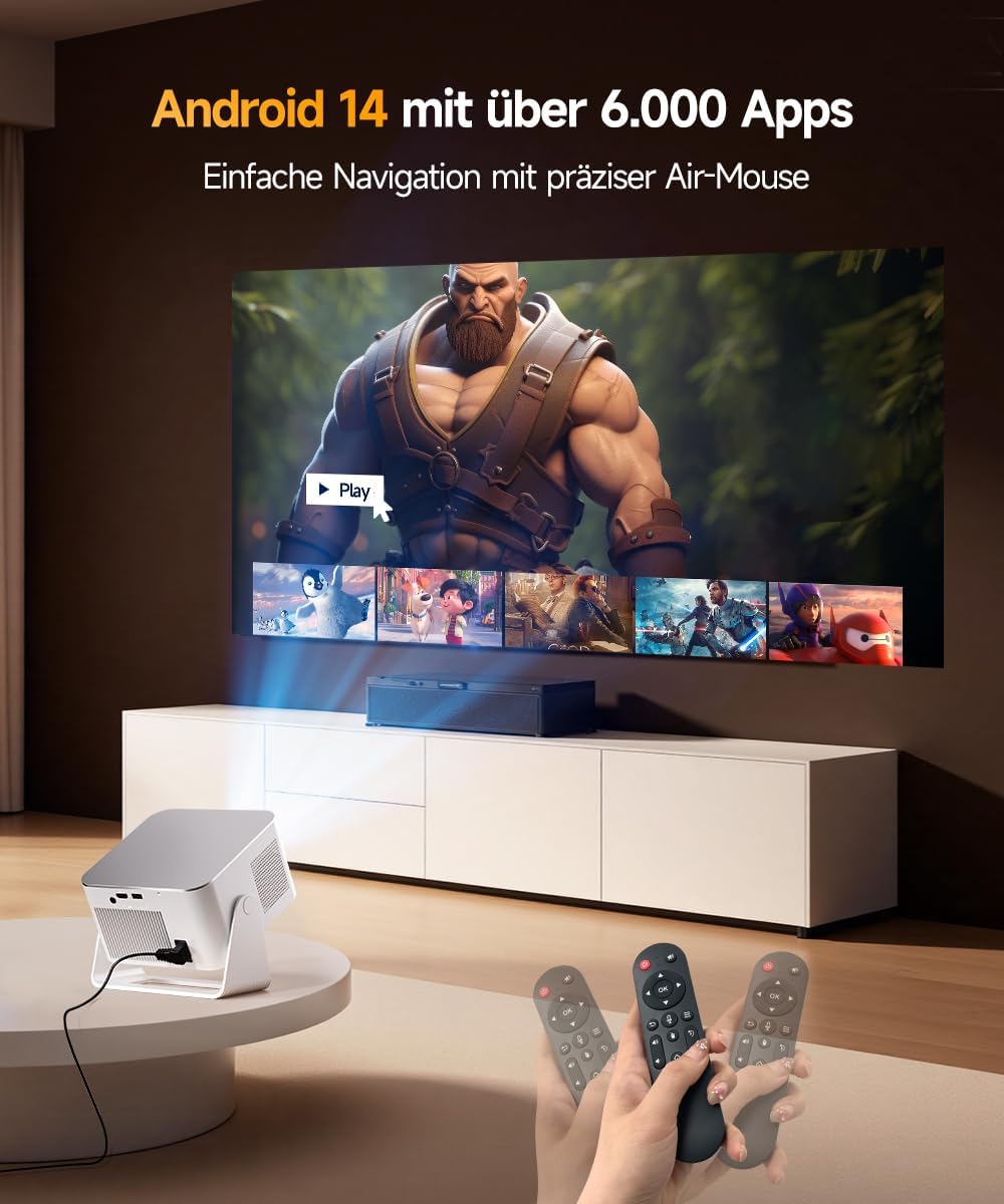 Magcubic Mini Beamer 4K &amp; 8K 1080P Unterstützt, Projektor Tragbarer mit Android 14 WiFi 6 Bluetooth