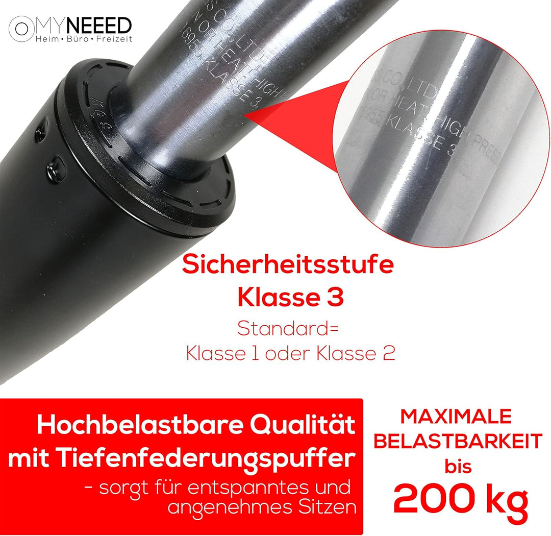 MYNEEED Gasfeder für Bürostuhl - Gasdruckfeder Belastbar bis 200 kg - Gasdruckdämpfer für Drehstuhl,