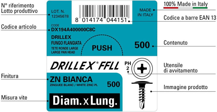 Schrauben Bohrschrauben Drillex verzinkt FFLL breit 4.2x16 mm Breiter Flanschkopf, 4.2x16 mm Breiter