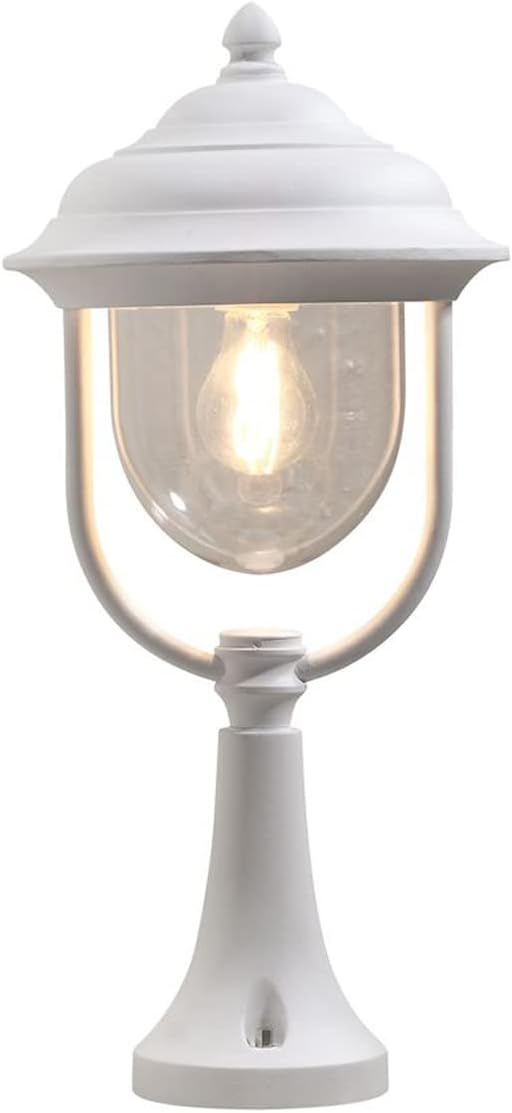 Konstsmide Landhaus LED Sockelleuchte, Laterne für aussen Höhe 54cm, weiss, Sockelleuchte