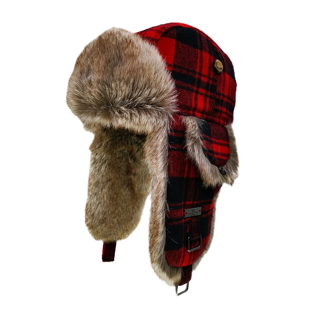 Unisex Fliegermütze Rib Wolle Bomber Aviator Pilot Hat Faux Fellmütze Winter Russische Mütze Herren