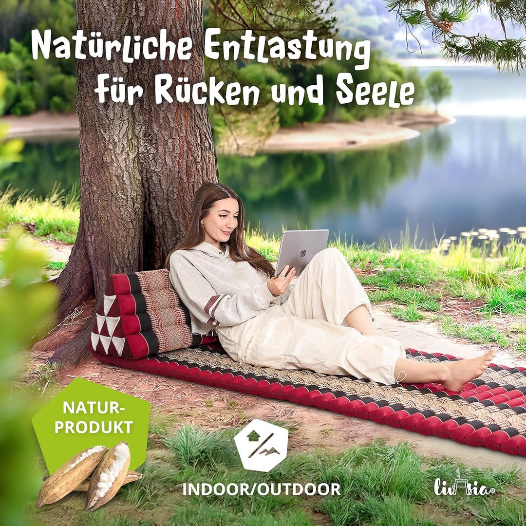 livasia Rückenstützkissen breit für Paare, Dreieckskissen für Garten und Balkon, Keilkissen mit Kapo