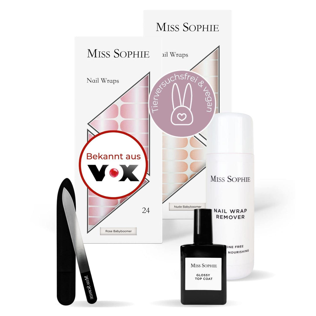 Original Miss Sophie’s Starterset I Selbstklebende Nagelfolien I Nagelaufkleber in Rose Babyboomer &amp;