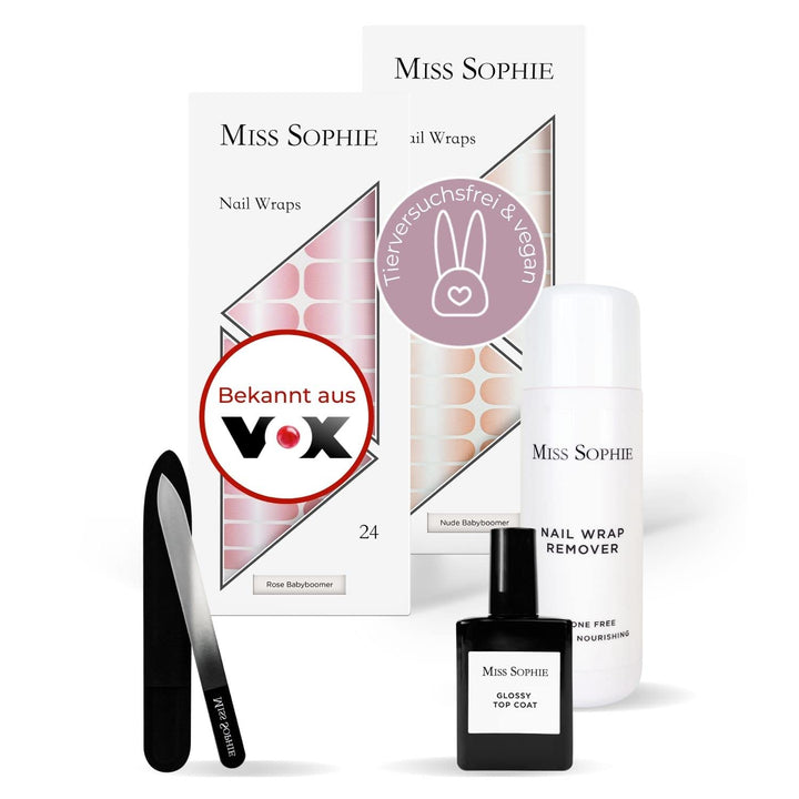 Original Miss Sophie’s Starterset I Selbstklebende Nagelfolien I Nagelaufkleber in Rose Babyboomer &amp;