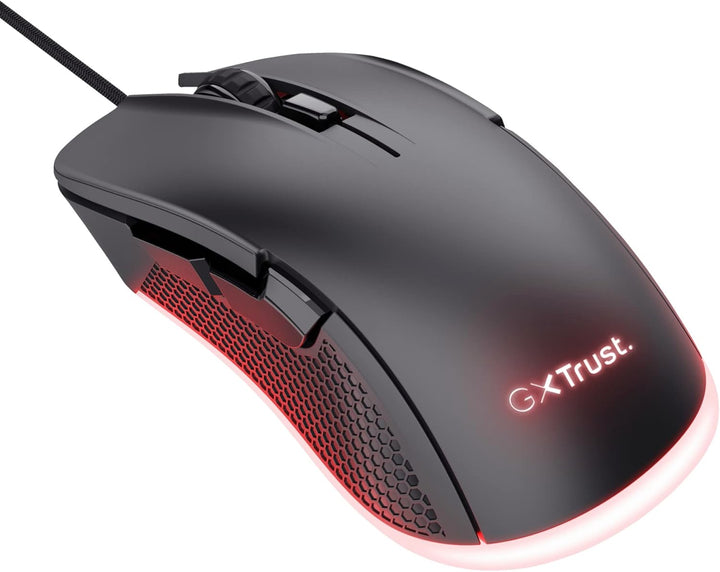 Trust Gaming GXT 922 Ybar Gaming Maus, 68% Recycelten Materialien, RGB LED-Beleuchtung, 6 Programmie