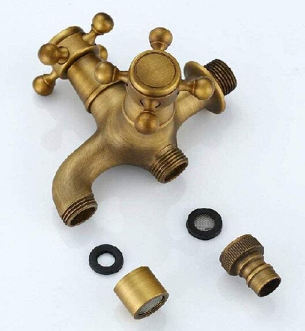 Vintage Wasserhahn,Antik Messing 1/2 Zoll Wandmontage normal Wasserhahn für Badezimmer Küche Toilett
