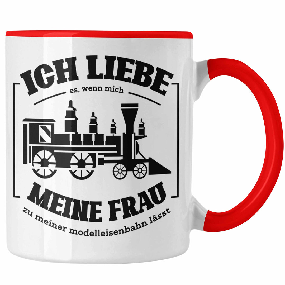 Trendation - Lustige Modelleisenbahn Tasse Geschenk für Eisenbahner (Rot), Rot