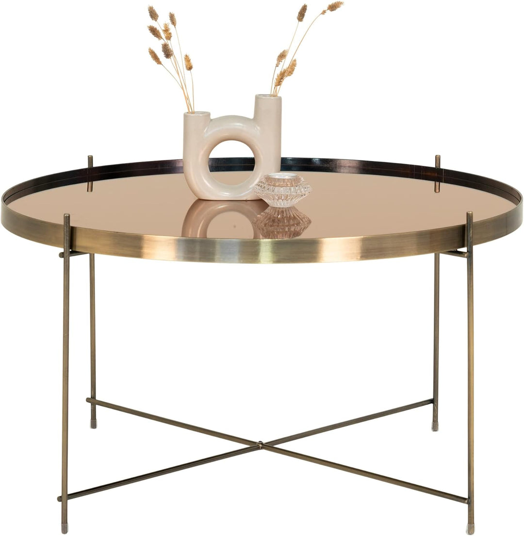 LEBENSwohnART Eleganter Couchtisch VENEDIG messingfarbig ca. ø70cm