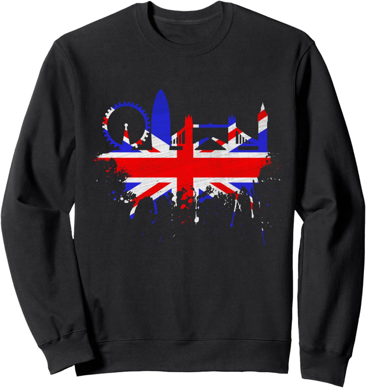 London Skyline Union Jack Flagge GB Ich Liebe England Fahne Sweatshirt