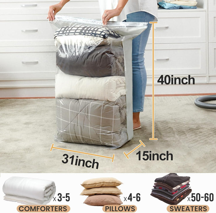TAILI Würfel Vakuumbeutel für Kleidung, Jumbo 6 Pack (80x100x38 cm), Extra grosse Vakuum Kleiderbeut