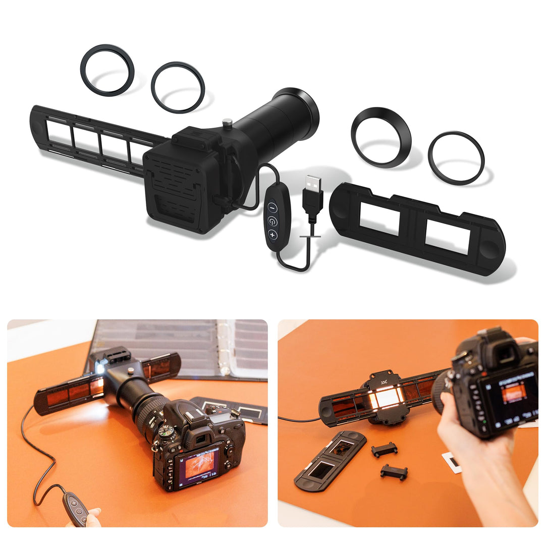 JJC ES-2 Film-Digitalisierungsadapter mit 6500 K USB-LED-Beleuchtungsset, Negativfilm-Kopierscanner