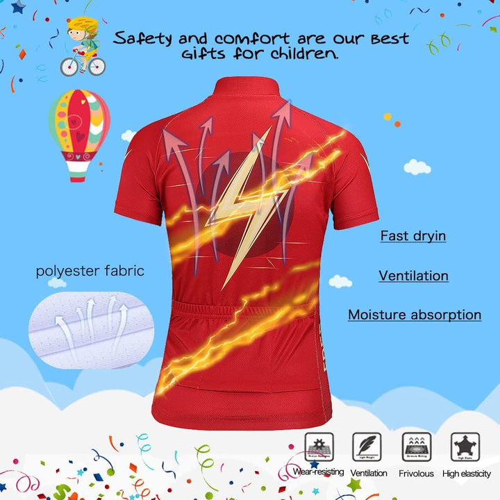 Kinder Jungen Radtrikot Set Mädchen Fahrrad Trikot Kurzarm &amp; Radhose mit Sitzpolster Radsport Anzüge