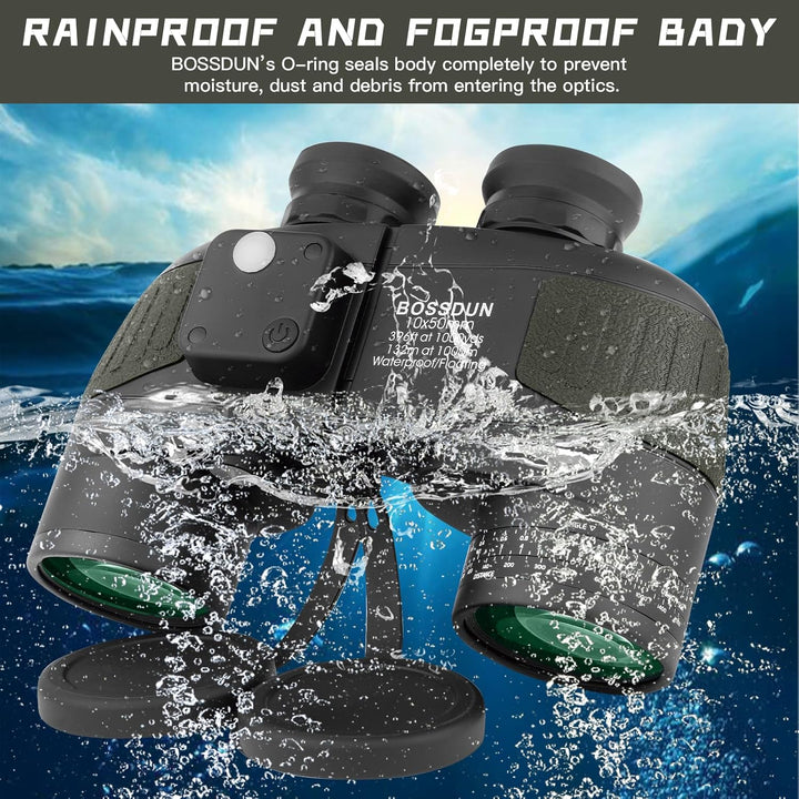 10x50 Fernglas,Fernglas mit Nachtsicht Entfernungsmesser und Kompass, für Wassersport-Enthusiasten u