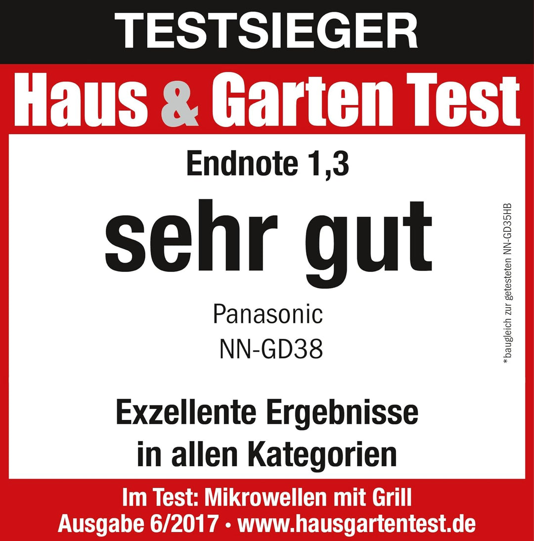 Panasonic NN-GD38HSGTG Mikrowelle mit Grill (1000 W, Dampfgarer, Steamer, Kombimikrowelle, Pizza-Pfa