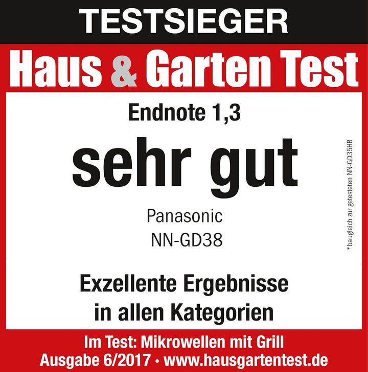 Panasonic NN-GD38HSGTG Mikrowelle mit Grill (1000 W, Dampfgarer, Steamer, Kombimikrowelle, Pizza-Pfa