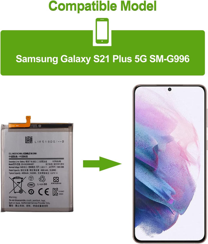 SwarKing Ersatz Akku Kompatibel mit Samsung Galaxy S21+ Plus 5G SM-G996 EB-BG996ABY with Toolkit