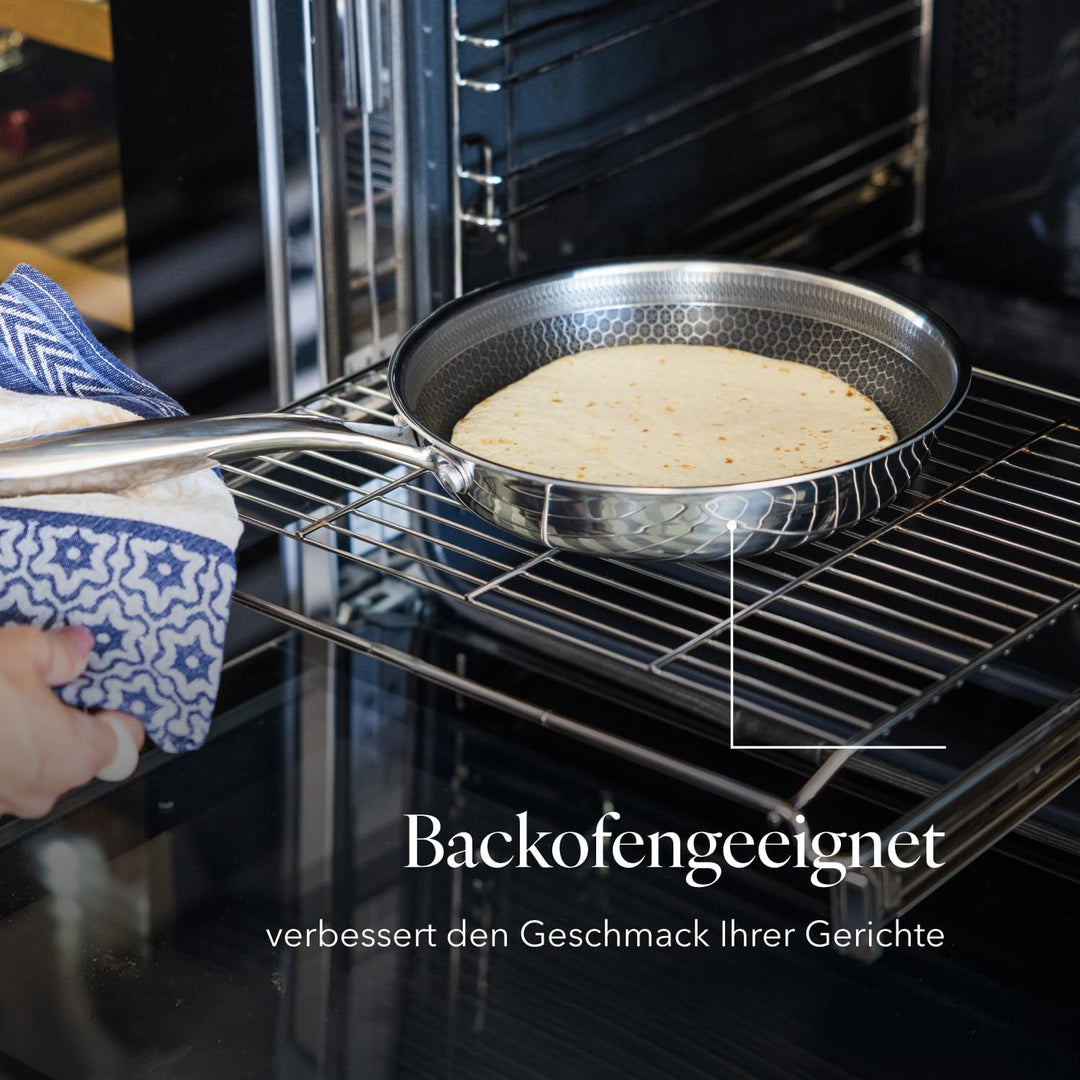 FLORINA Bratpfanne aus Edelstahl ARISTO | Pfanne 24 cm | 3-Lagen-Aufbau | Antihaftbeschichtung mit W