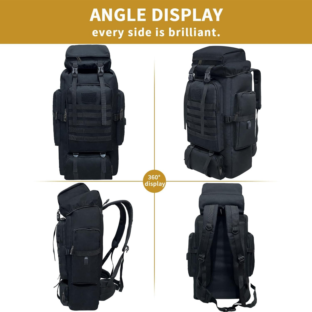 80L Wandern Rucksack, Wasserdichter Grosser Outdoor Sport Reise Daypack Molle für Männer Frauen Schw