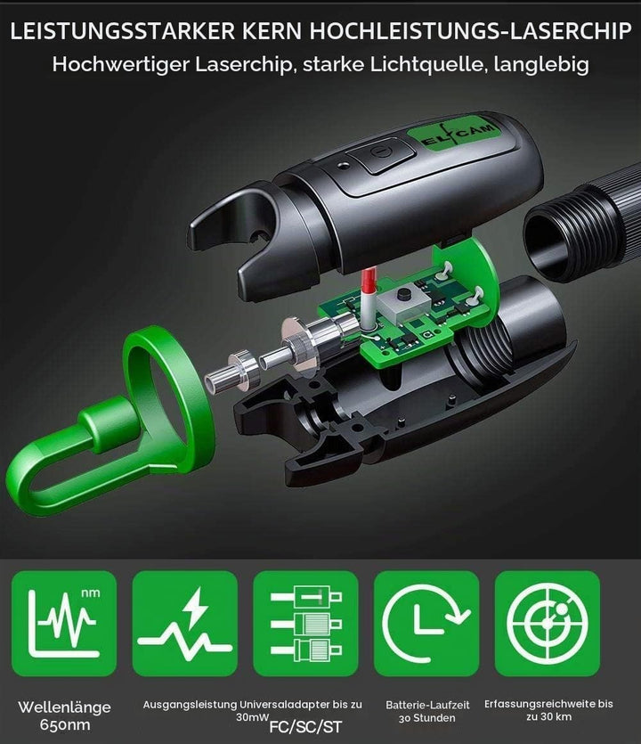 Elfcam® - Glasfaserkabel Tester, 30mW 30KM Visuelle Fehlersuche für LWL LC SC FC ST E2000, Glasfaser
