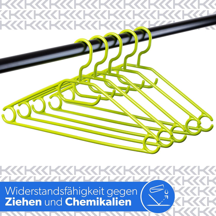 KADAX Kleiderbügel aus Kunststoff, 5 Stück, 360°drehbarer Haken, eingekerbte Schultern, Hosensteg, p
