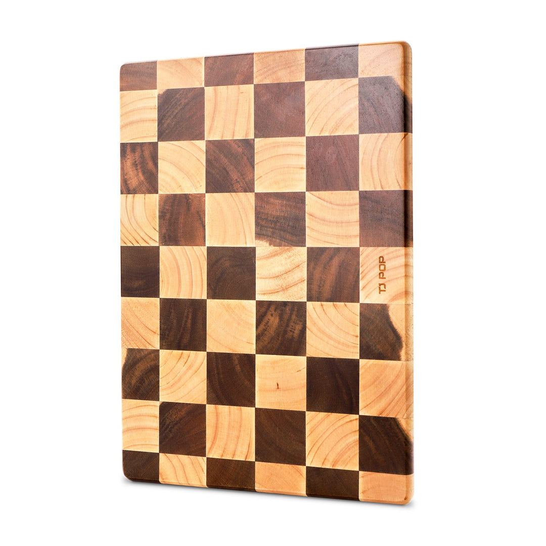 Schneidebrett Holz & Serviertablett TJ POP Schneidebrett für Küche 37 x 26 x 2 cm Perfekt für Brot,