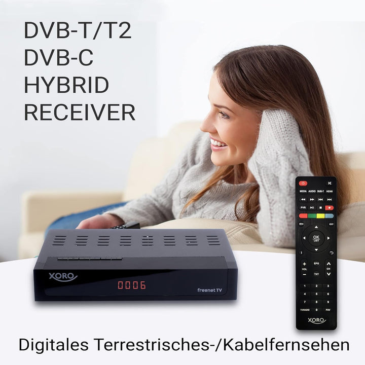 DVB-C/DVB-T2 FullHD Receiver XORO HRT 8770 TWIN, Digitales Kabelfernsehen, Freenet TV Entschlüsselun