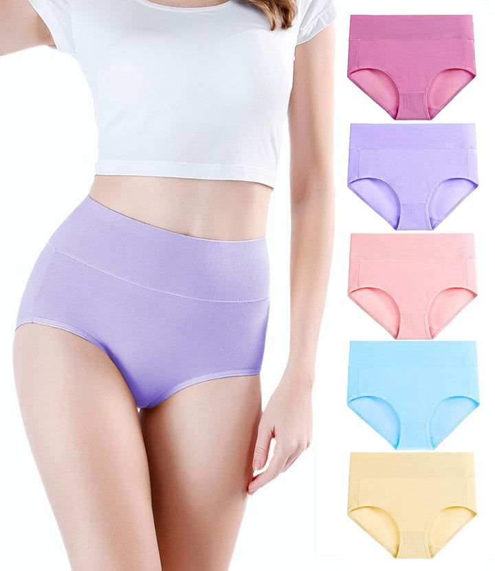 wirarpa Damen Unterhosen Baumwolle Unterwäsche Slips Damen Hohe Taille Taillenslip Weich Frauen 5er