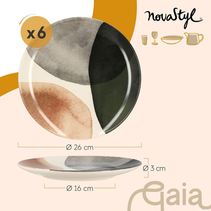 Set mit 6 Tellern, Gaia, 26 cm, aus Steinzeug